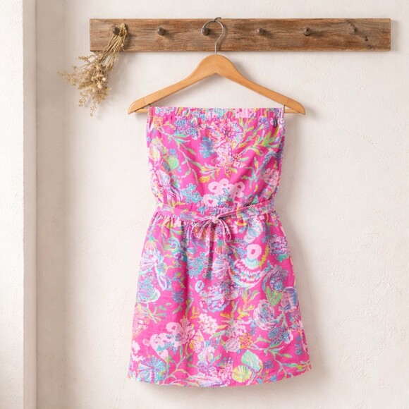 Lilly Pulitzer Cover Up Dress Womens M Pink Shell Me Something Good - Picture 2 of 8